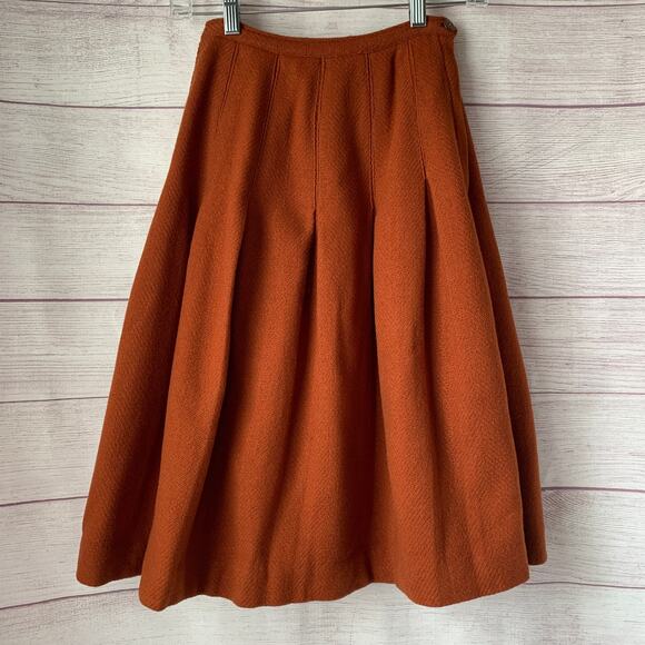 Vintage Kelita Brown A-Line Pleated Skirt Side Zipper Closure - Picture 5 of 16